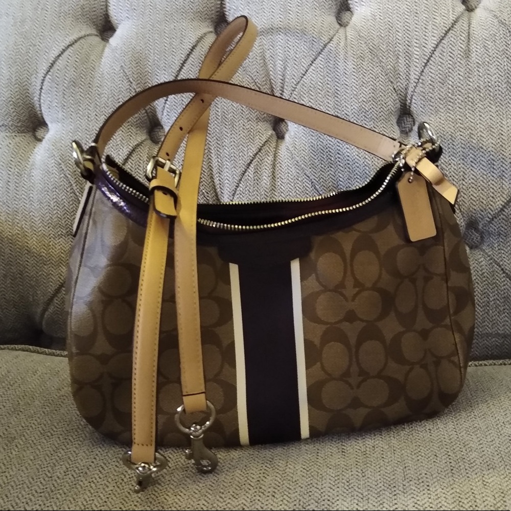 Once used Authentic Coach brown and beige purse
